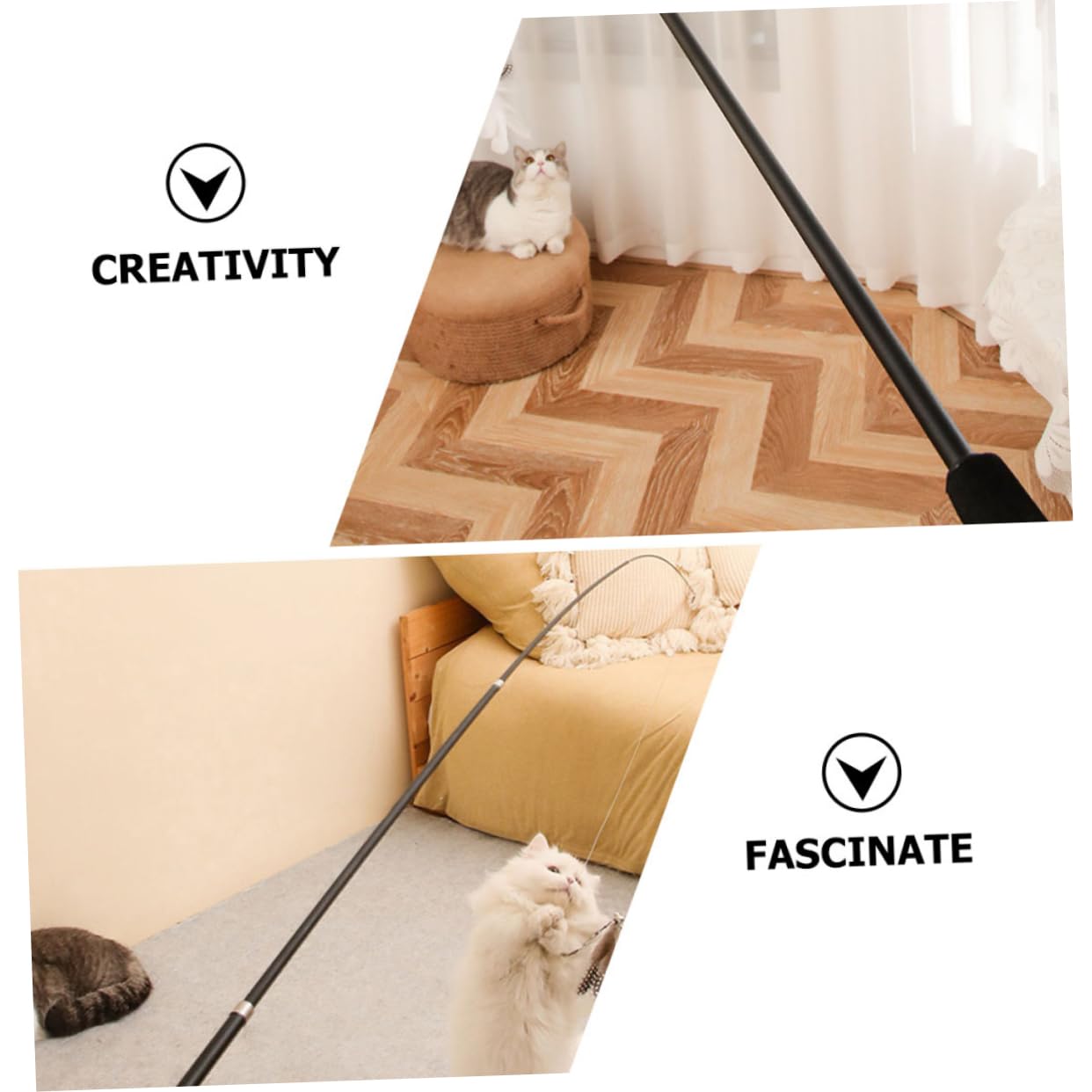 Mipcase 8pièces Télescopique pour Chat Jouet Interactif avec Plume pour Activité Curiosité des Félins