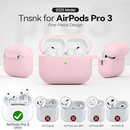 Miniatura 2 de for AirPods Pro 3 Case 2025, Cute Soft Silicone Case Compatible with Apple Airpods Pro 3rd Generation Cover Pink with Cleaner & Keychain for Women