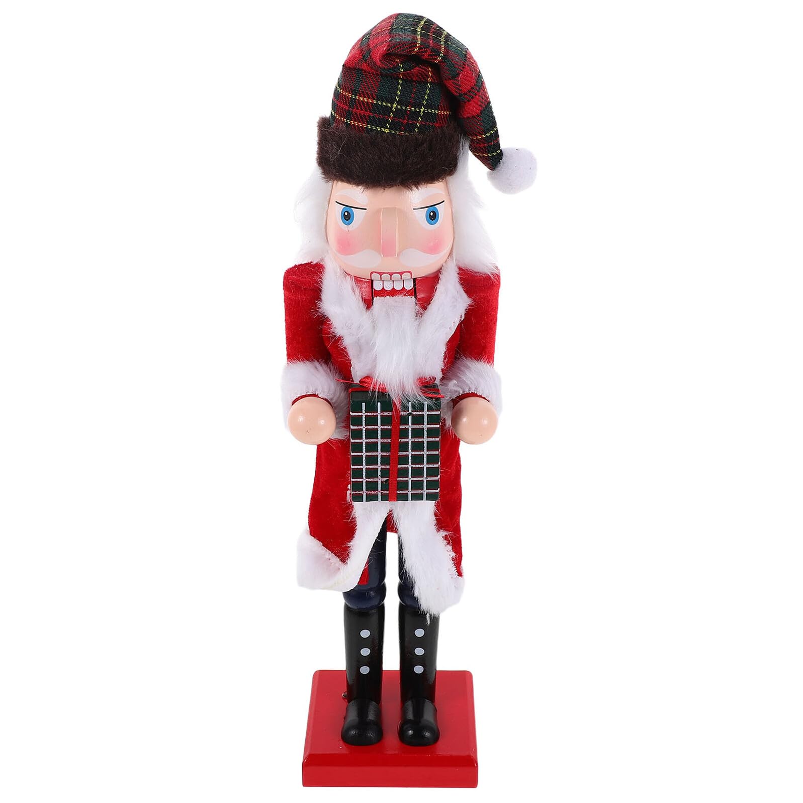 Toyvian Nussknacker Figur aus Holz Traditionell für Weihnachts Dekoration Höhe Kariert Weihnachtsmann Design für Zuhause Tisch Kaminsims