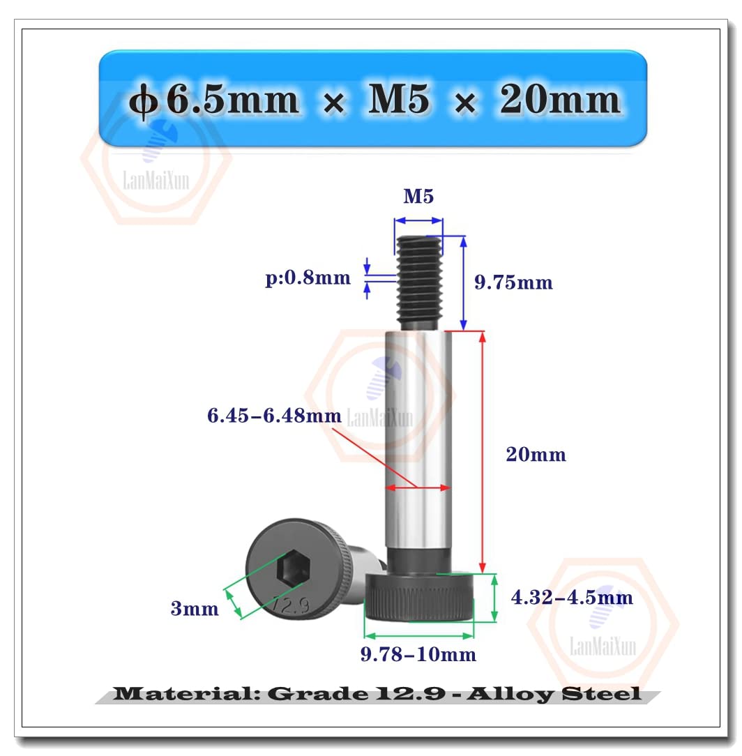 The Hillman Group 4731 3/8 x 1 1/2-Inch Socket Shoulder Screw, 3-Pack