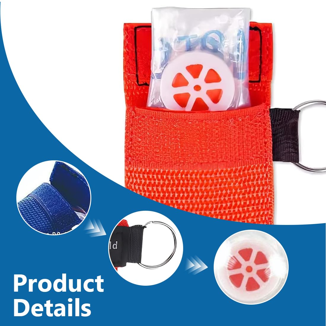 NHQZ 4 pezzi Maschera di respirazione Portachiavi CPR Face Shield di Primo Soccorso Pocket Mask Primo Soccorso Maschere respiratorie per Il Primo Soccorso o addestramento AED(A)