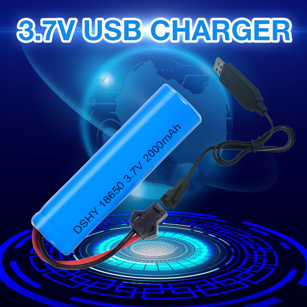 4PCS LiPo Batteria 1800mAh 3,7V RC Batterie Ricaricabili con USB cavo di ricarica e spina SM 2P, RC Batteria al litio 18650 per RC Auto Telecomandato Camion RC Robot
