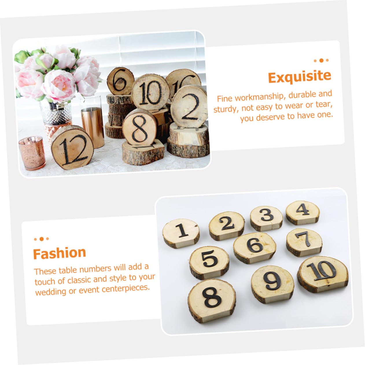 Holz Tischnummern 1-10 für Hochzeitstische Rustikal | Klassisch Dekorativ, Präzise Geschnitten, Stabile 10 Stück-packung, Passend für Feier und Tischordnung