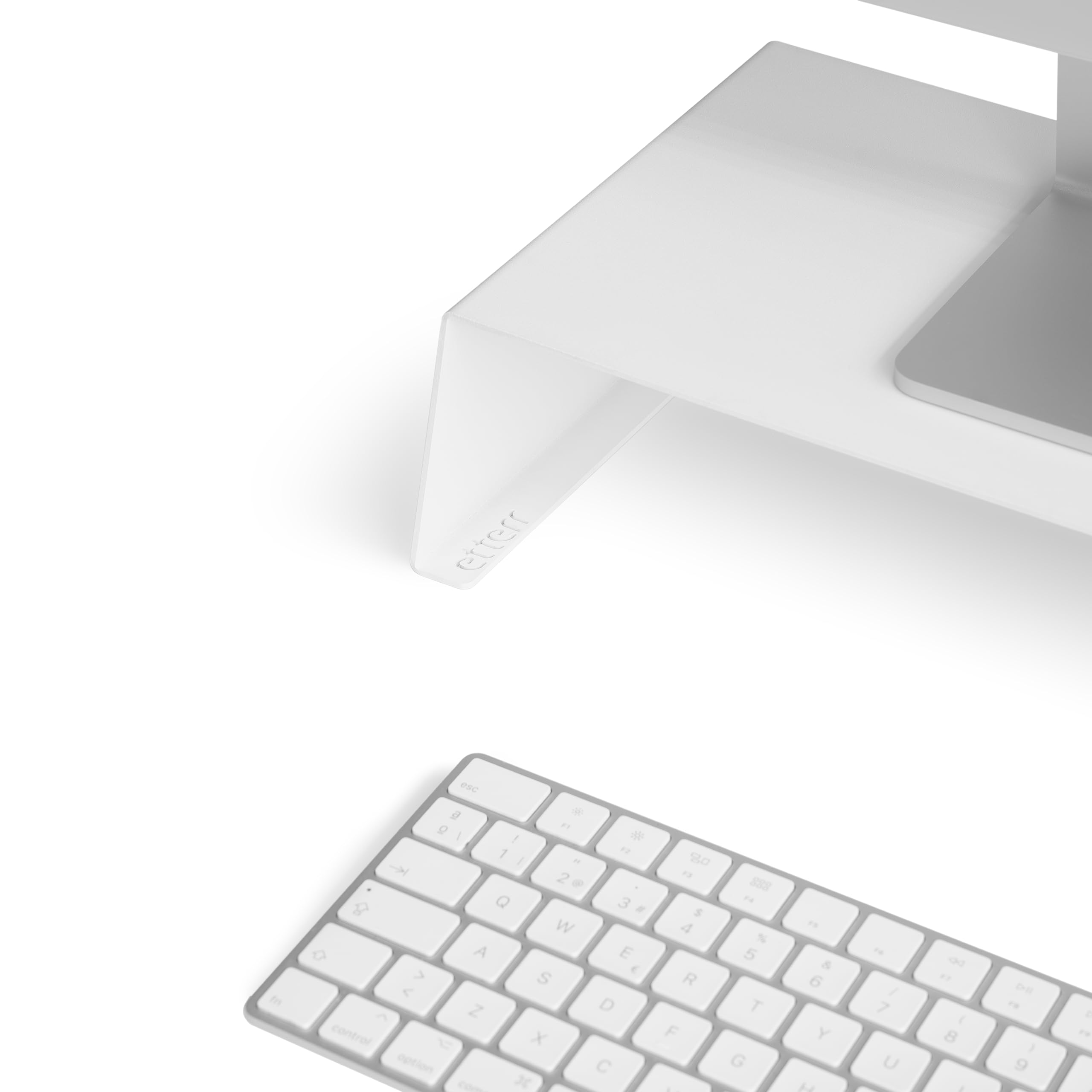 Podstawka pod monitor, metalowa podstawa, podwyższona platforma do komputera, ekranu, stołu, ergonomii biurowej, elegancka, nowoczesna konstrukcja półki (biały)