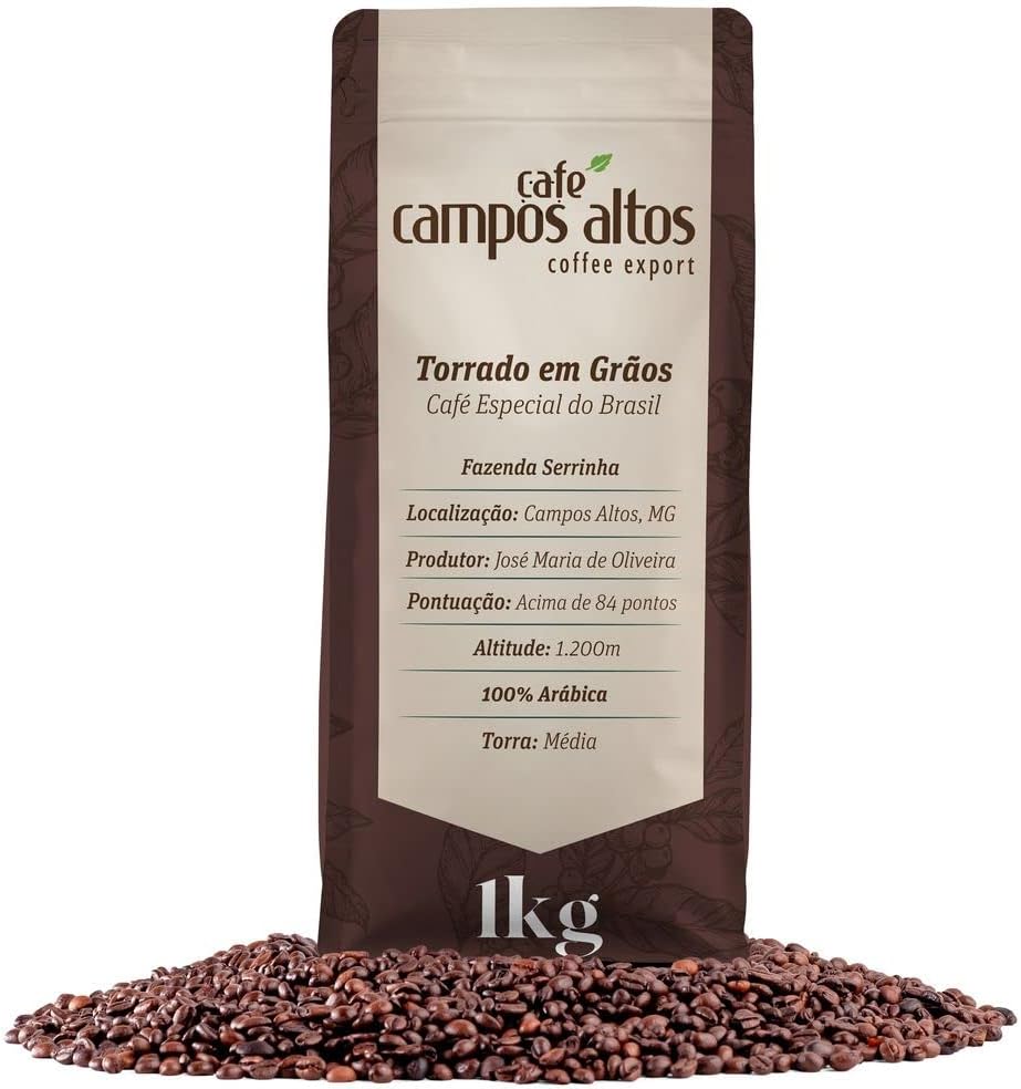 Café Especial em Grãos, 1Kg, Café Campos Altos, Torra Fresca, 100