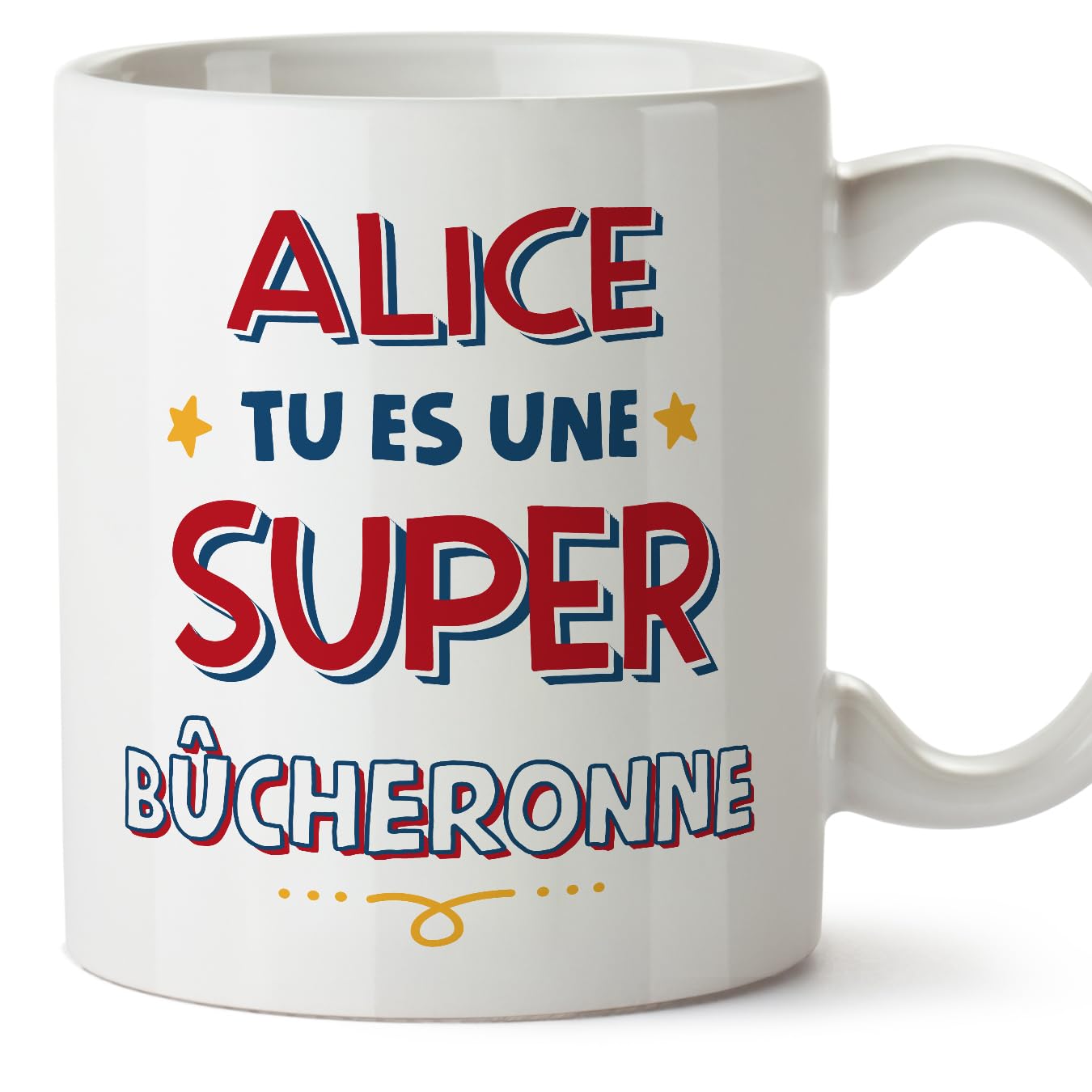 MUGFFINS Personalised Mug for Lumberjack Woman - in French - Tu ES Super - Funny Custom Gift for Colleagues - Ceramic 11oz Mug — image 1
