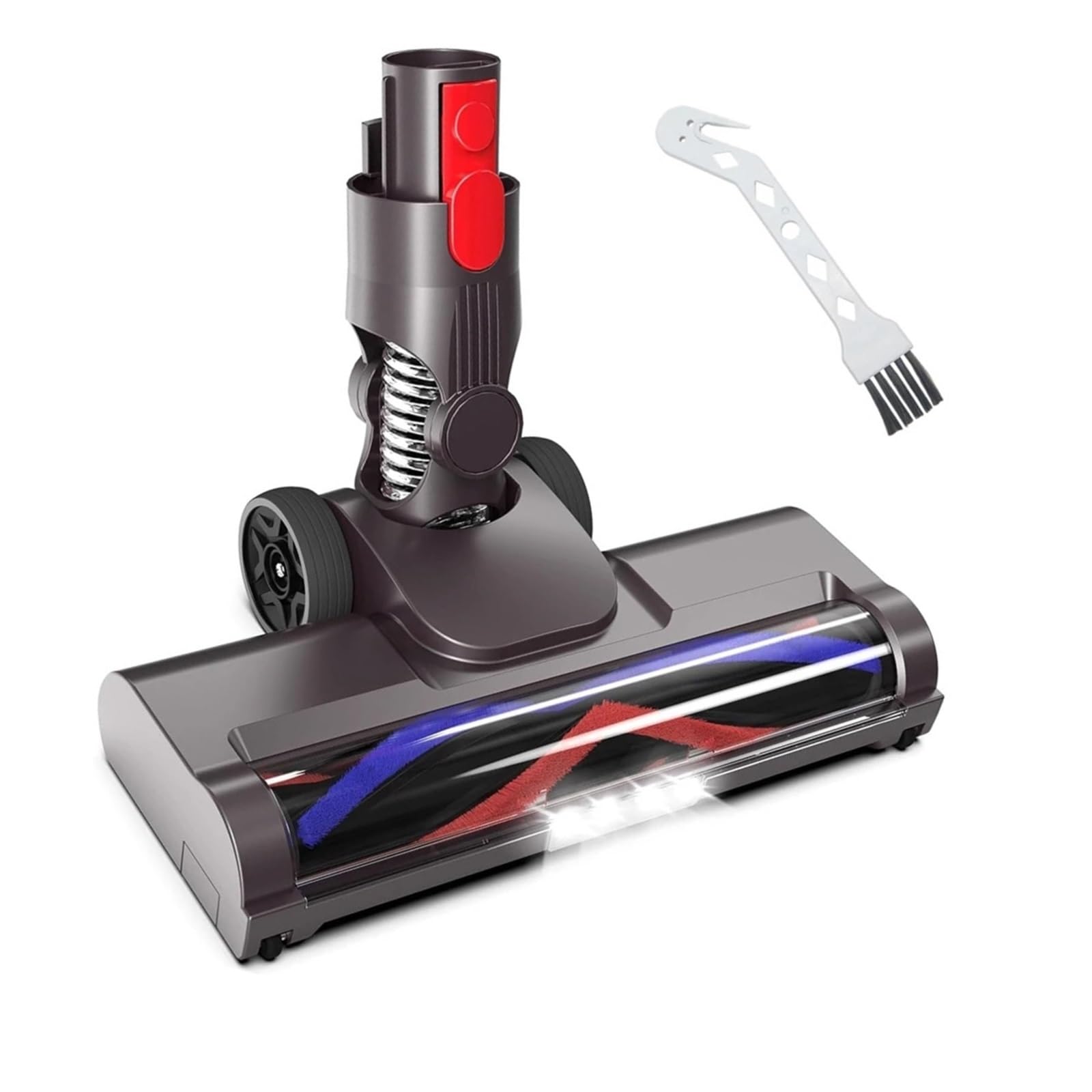 Cabezal de cepillo giratorio suave con luz LED for suelos de madera, compatible con aspiradoras inalámbricas Dyson V15, V10, V11, V8 y V7, boquilla antirayaduras.