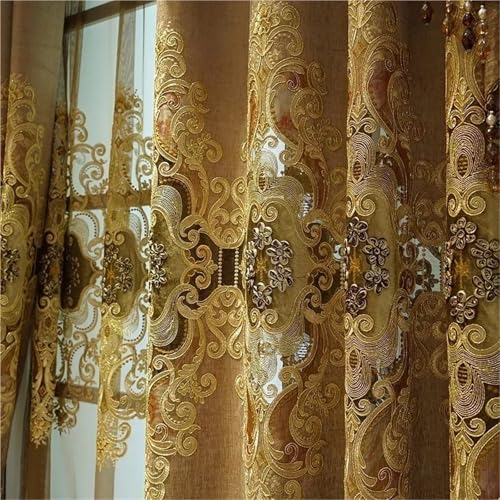 Rideaux brodés en chenille pour salon et chambre W200cm - 4