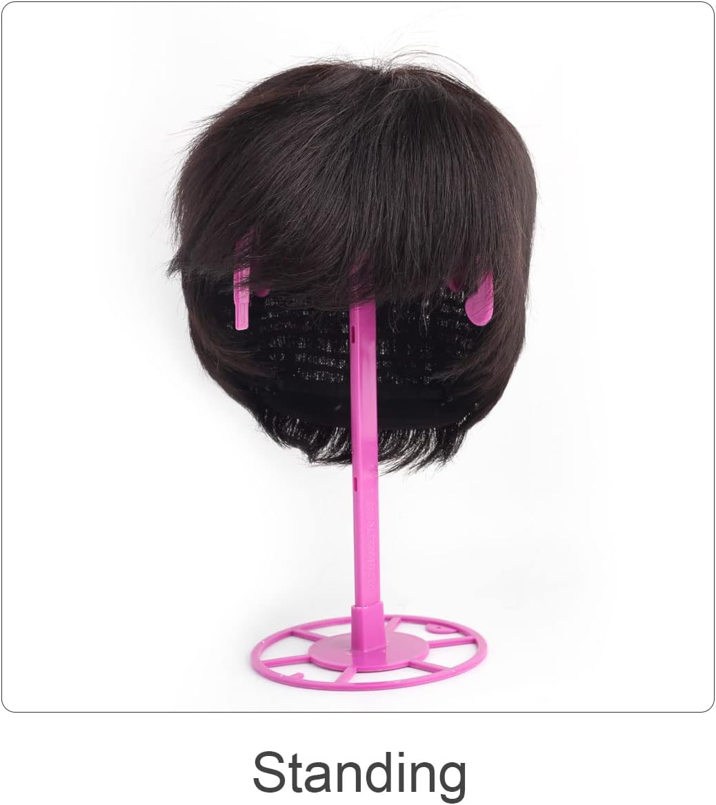 Wig Stand Multifunctional Folding Portable Wall-Mounted Wig Holder Hanging Durable Wig Stands Vertical Wig Hanger for Wigs and Hats ZLSTD (Pack of 2, Purple)