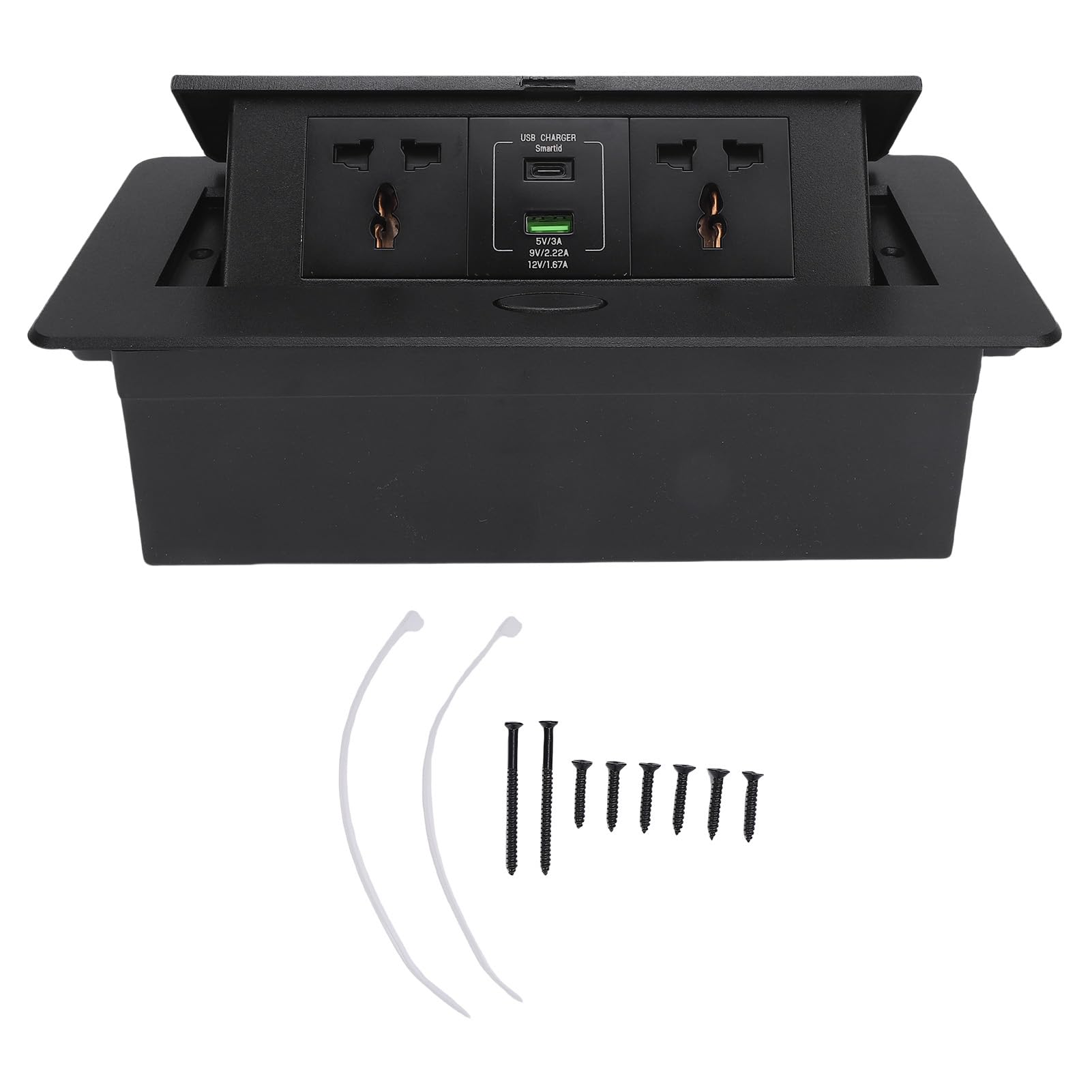 Multipresa Pop-up da Tavolo con 2 Prese CA 16A 4000W 1 Porta USB A e 1 Porta Tipo C per Sala Conferenze Ufficio