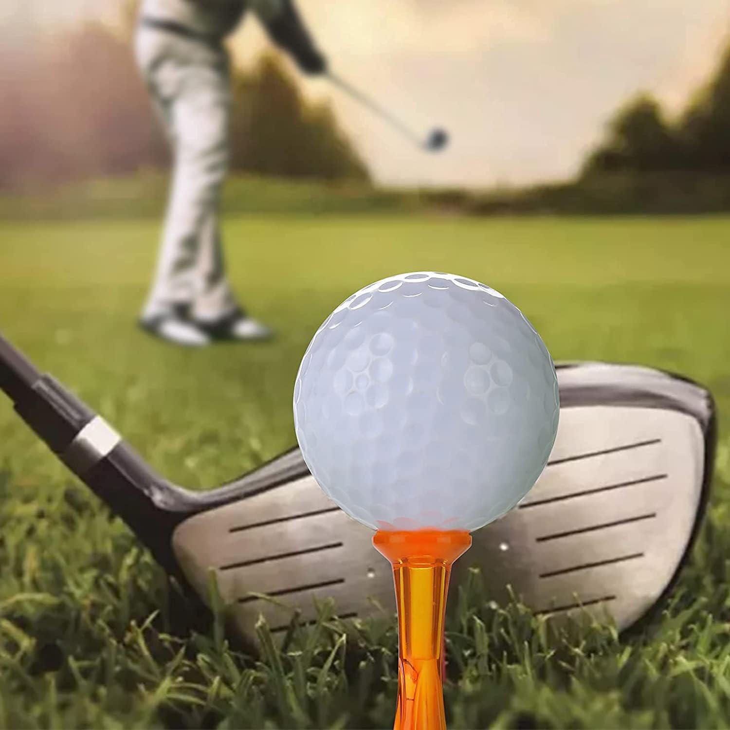 review FAYHIJUN Golf Tees Plastic 3-1/4 Inch tee Unbreakable Bulk 26/40/52 Pack Low Resistance Cushion Much Stronger Durability Stability Plastic Tee Reduced Friction and Side Spin Orang Blue 80mm Long