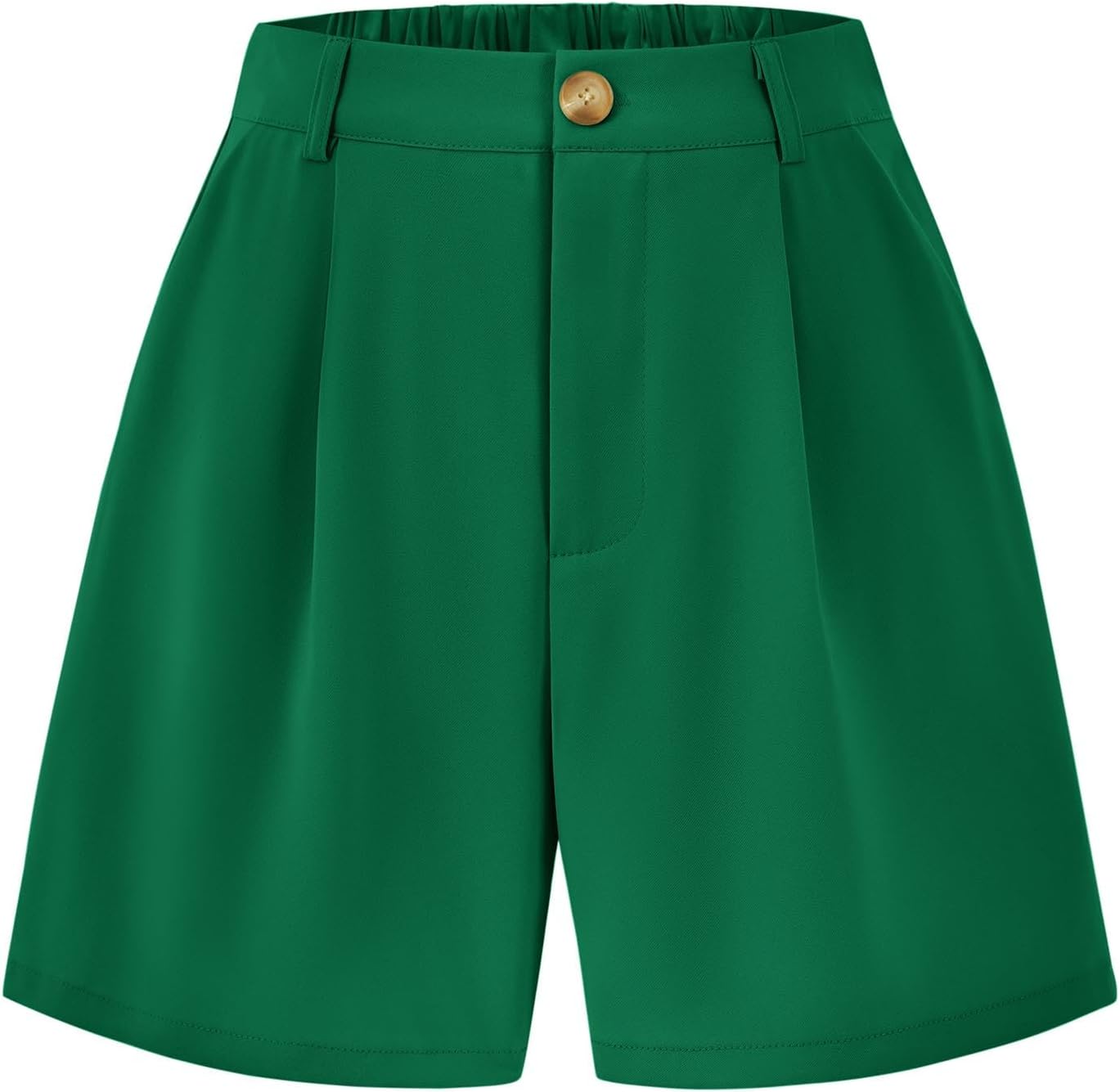 KIRUNDO Shorts for Women Dressy Casual Summer Elastic Waist in The Back Pleated Wide Leg Tailored Work Trouser Shorts