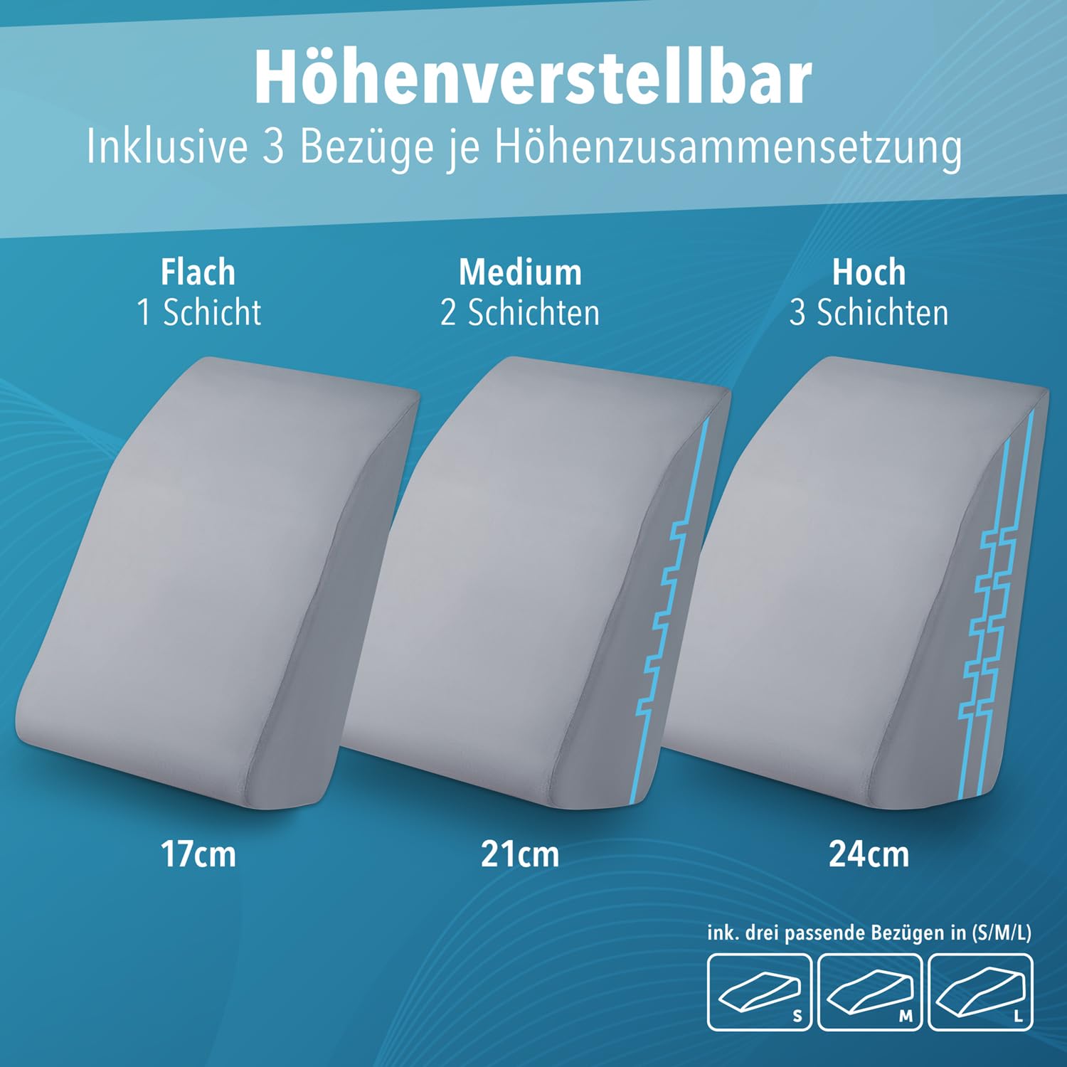 Blumtal Ergonomisches Venenkissen - höhenverstellbares Beinkissen gegen schwere Beine - Lagerungskissen Erwachsene - Venenkissen Beinhochlagerungskissen - Beinkissen Venen mit waschbarem Bezug in Grau