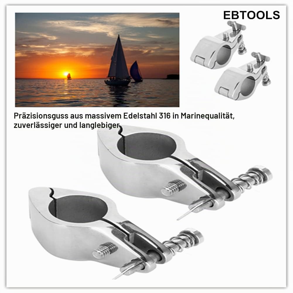 EBTOOLS Bimini Halterung für Reifen, 2 Stück, für Boot, Gelenk, Oberkiefer, aus Edelstahl 316, Armaturen, Marine, Spitze, Bimini-Stil, Scharnierhalterung