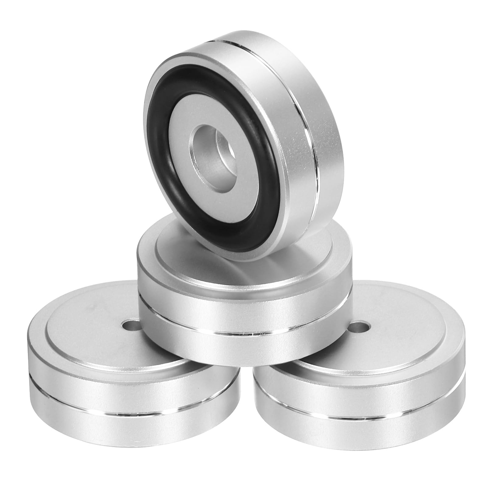 QUARKZMAN 16 Pz Pad di Isolamento per Subwoofer, 40x15mm Pad di Isolamento per Altoparlanti Piedini Spike per Altoparlanti Tornio Audio Studio Monitor Pad di Isolamento, Viti M4 Argento