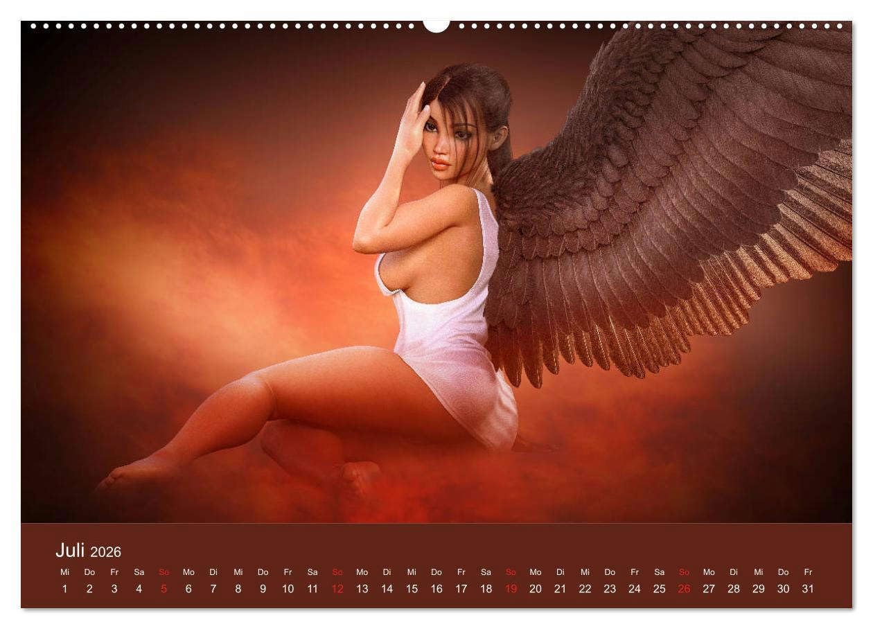 Engel der Verführung - Mythologie als Akt (hochwertiger Premium Wandkalender 2026 DIN A2 quer), Kunstdruck in Hochglanz: Engel mal ganz anders. (CALVENDO Erotik)
