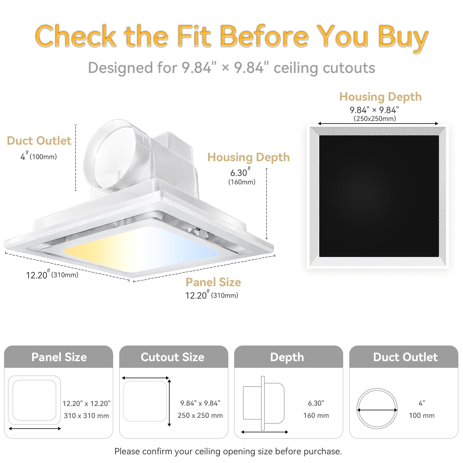 Extractor de baño con luz LED de 145 CFM