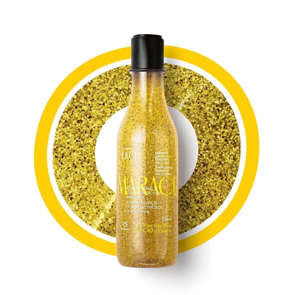 Natura - Passion Fruit Soothing Exfoliating Shower Gel - Maracujá Oil & Seed Scrub, Vegan, Sulfate-Free, pH-Balanced Body Exfoliant & Cleanser - Body Wash - Vegan Skin Care - 6.2 fl oz (185ml) - Image 2