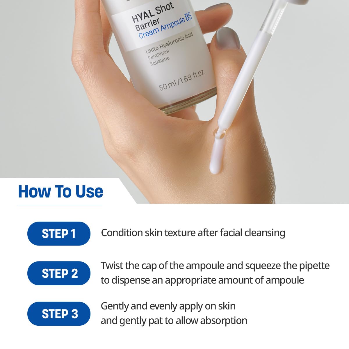 DERMATORY Hyal Shot Barrier Cream Ampoule B5, Hyaluronic Acid Serum for Face, Hydrating & Plumping & Firming Milky Moisturizer, Gentle Formula for Sensitive, Korean Skincare, 1.69 fl. oz. - Image 7