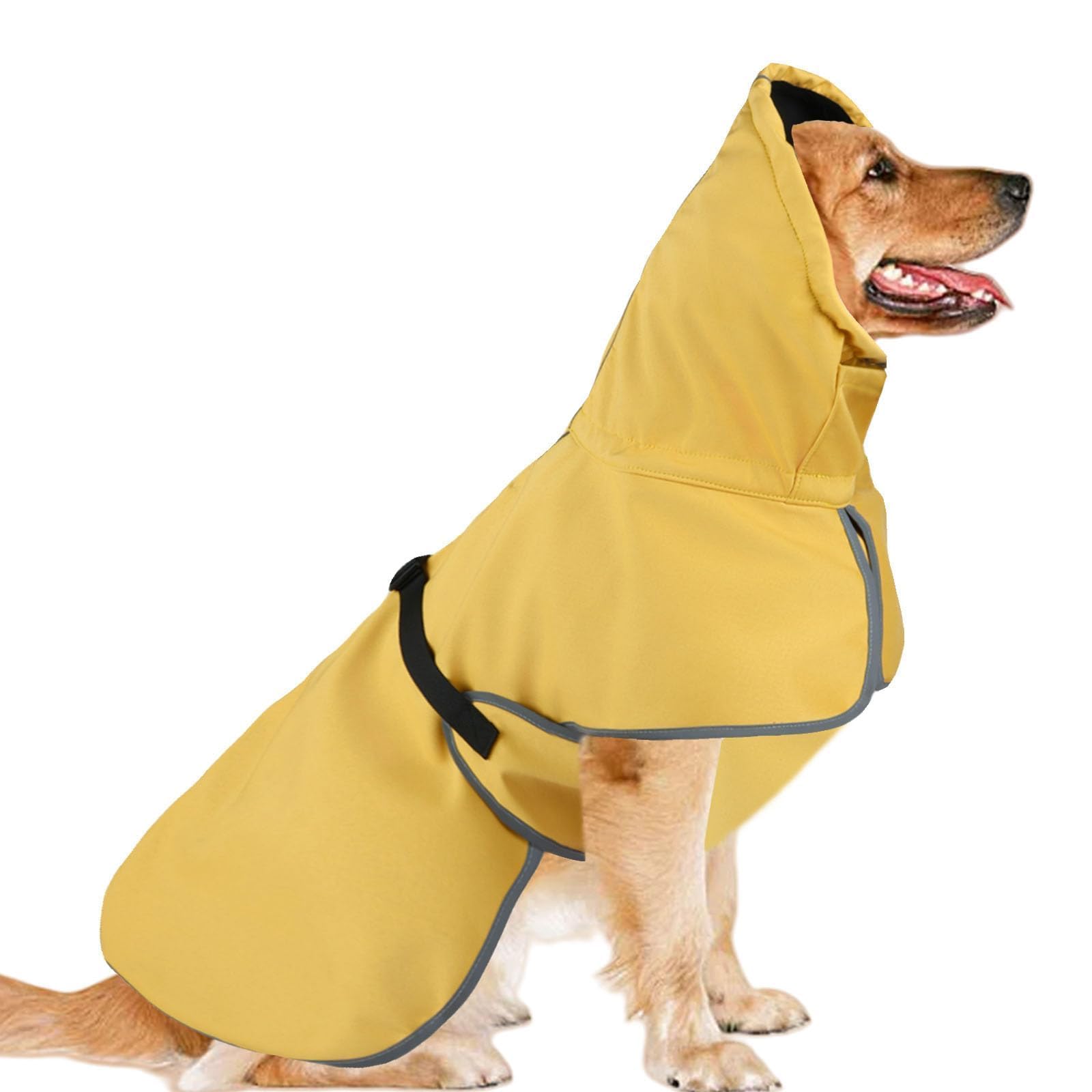 DELIFUR Impermeable para perros grandes, impermeable, poncho ajustable para perro, chaqueta impermeable ligera con forro suave para perros grandes, amarillo (XL)