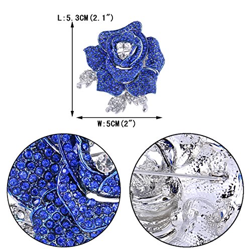 Image of EVER FAITH Women's Austrian Crystal Blooming Beautiful Rose Flower Brooch