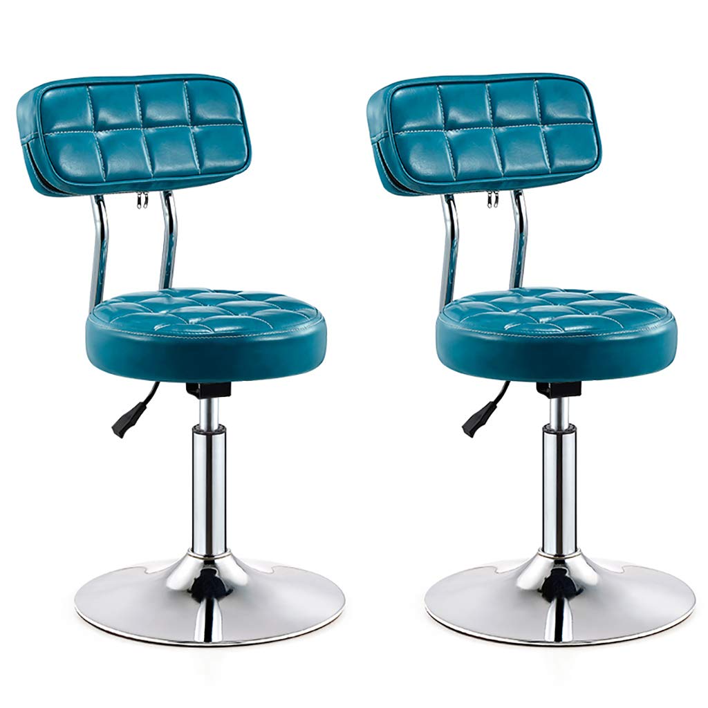 Chaise de bureau pivotante hauteur 40-55cm réglable en similicuir bleu NYJSS