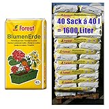 ► 40x 40 Liter = 1600 Liter Blumenerde FOREST 40 Sack mit je 40 Liter = 1600 Liter Qualitäts Blumen- & Pflanzerde aus Bayern