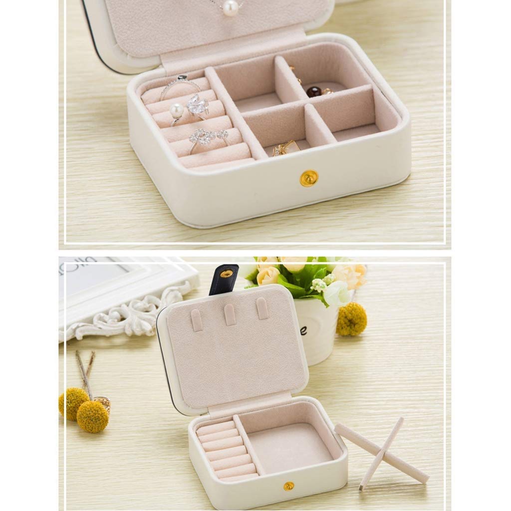 Estuche Organizador Joyero Organizador de Joyas para niñas Mini Estuche de Viaje Organizador de Viaje de Cuero Estuche de Almacenamiento para Pendientes Collar/a (A) Vision