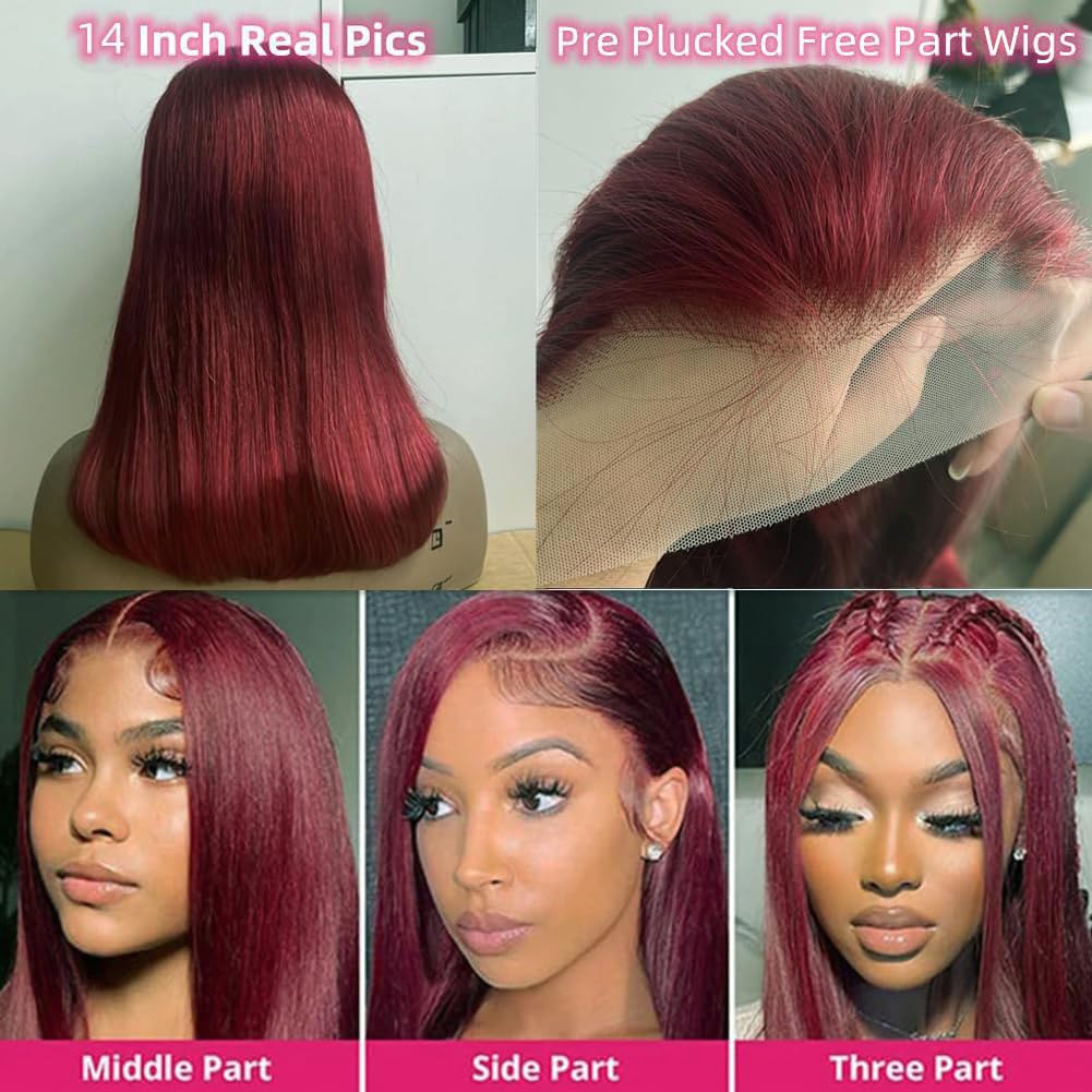 NEW Red Sapphire Front Lace Wig 14” Amazon.com : Goldfinch Highlight Red Lace Front Wig Human  main image 2