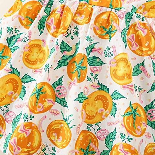 Vestido de verão para meninas, sem mangas, com estampa de tomate e laço, babados, vestido de princes