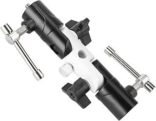 Mikikit 1pc Swivel Light Stand Umbrella Softbox Reflector Holder Led Light e Type Holder Photography Flash Stand Bracket Photographing Accessories Light Holder Metal White Tripod