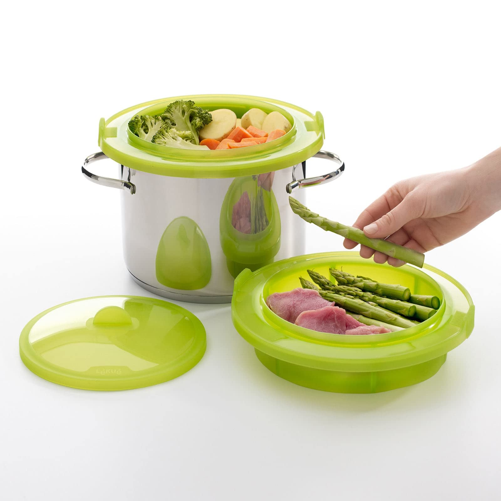 Lékué Nakładka do gotowania na parze silikon 22 cm zielony