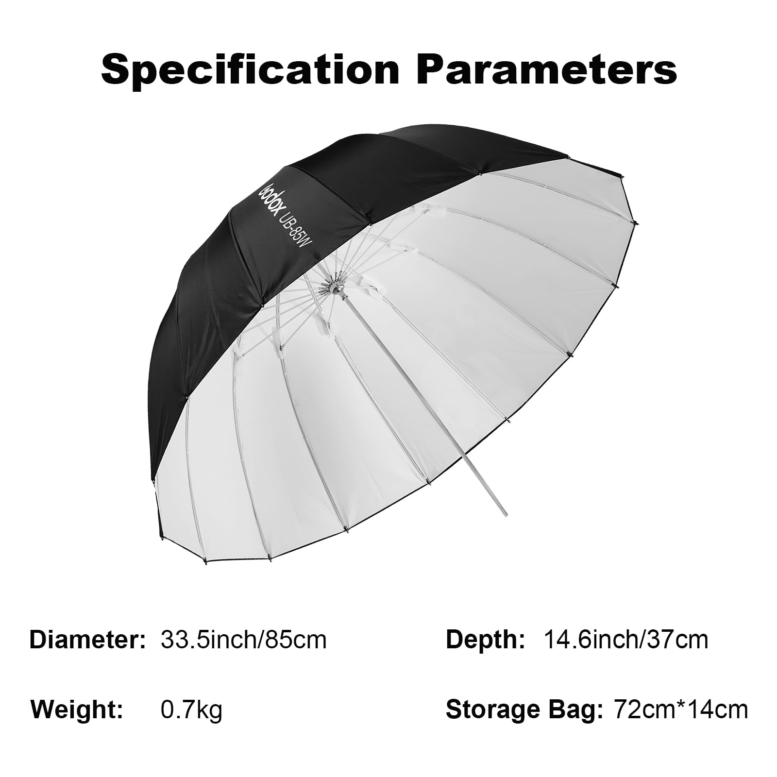 Godox UB-85W Ombrello riflettente parabolico 33.5in / 85 cm