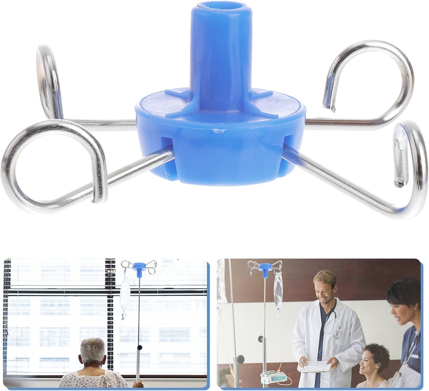 iplusmile Stainless Steel Infusion Rack Hook Vertical Hanging Hook with Four Hooks for Clinic Hospital Use - Image 9