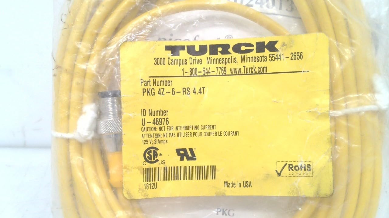 Turck Pkg 4Z-6-Rs 4.4T Cordset Locking Sleeve 4Pm/4Pf U-46976 125V Pkg 4Z-6-Rs 4.4T