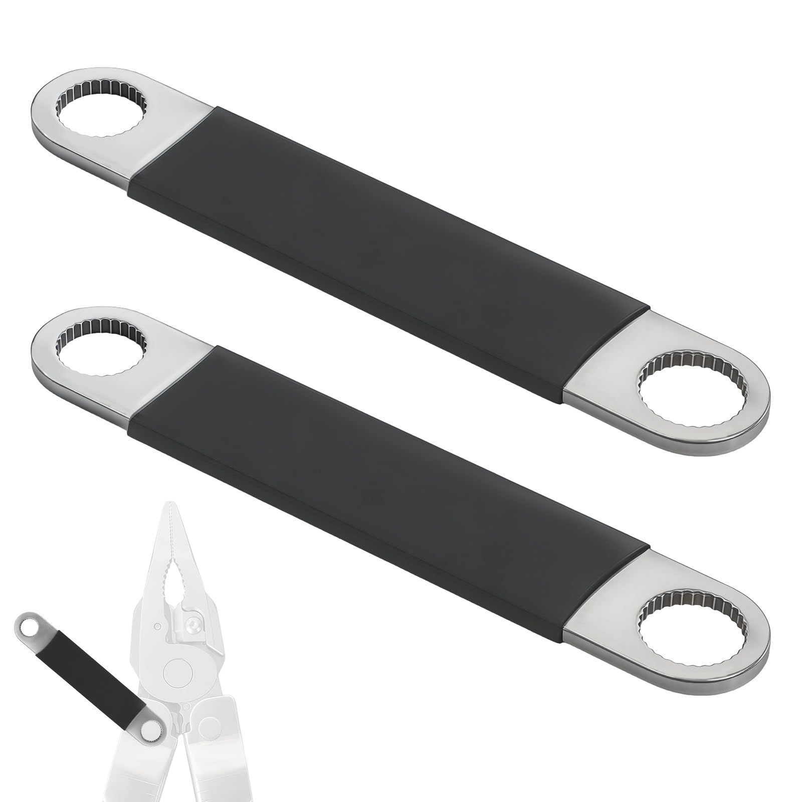 2-Pack Knurled Nut Removal Wrench Set for Multi-Tool Disassembly, Medium & Large Stainless Steel Tool with Non-Slip Grip, Compatible with Leatherman Rebar, Bond, PST, Super Tool and More