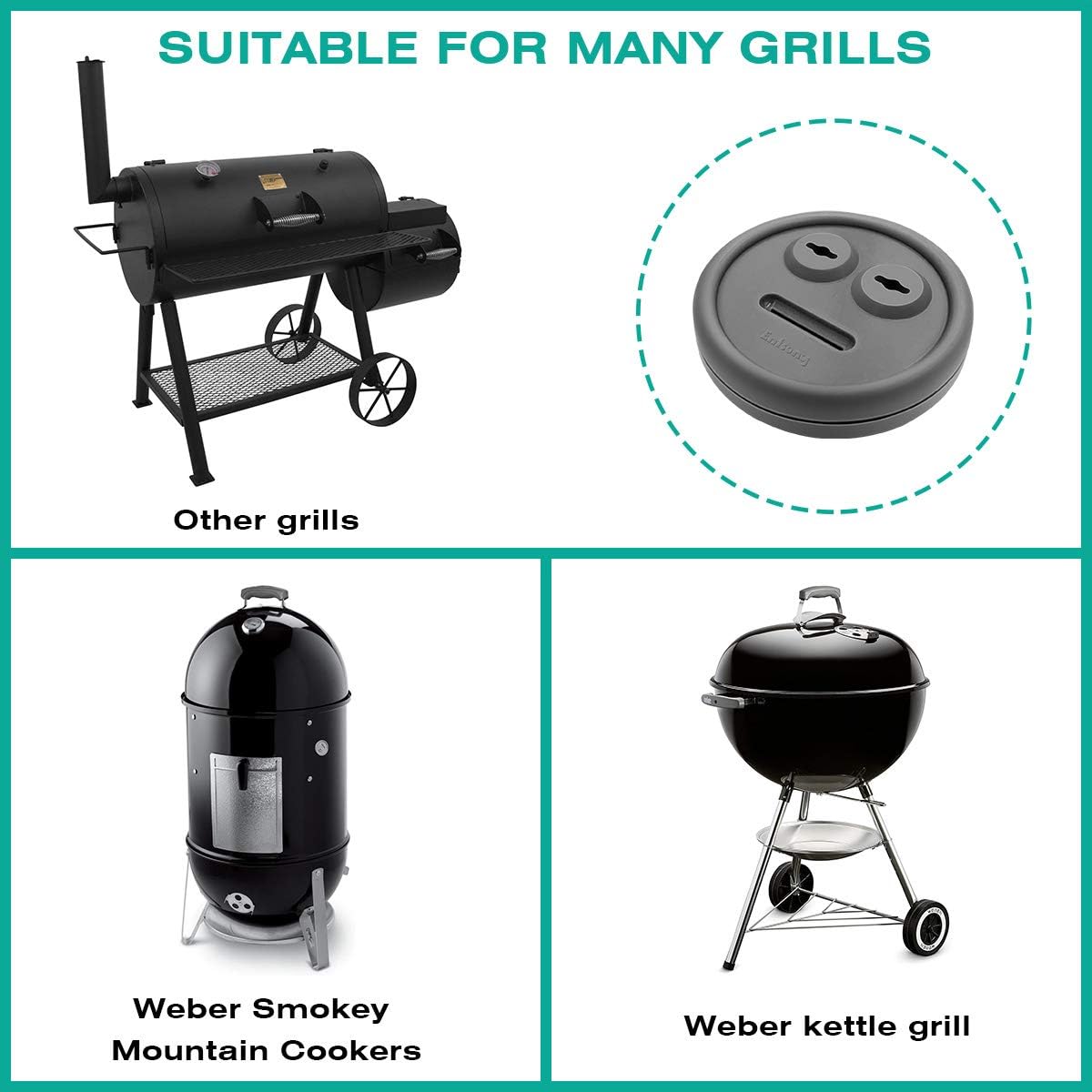 Paquete de 6 termómetros y ojales de sonda para parrilla, compatible con cocinas Weber 85037 Smokey Mountain y otros puertos de sensor de bricolaje, accesorio para barbacoa