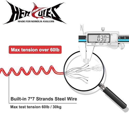 Miniatura 2 de HERCULES M4 Fishing Lanyard, Fishing Pole Tether, Kayak Paddle Leash, Heavy Duty Retractable Coiled Lanyard for Fishing, Rods, Pliers, Boating,