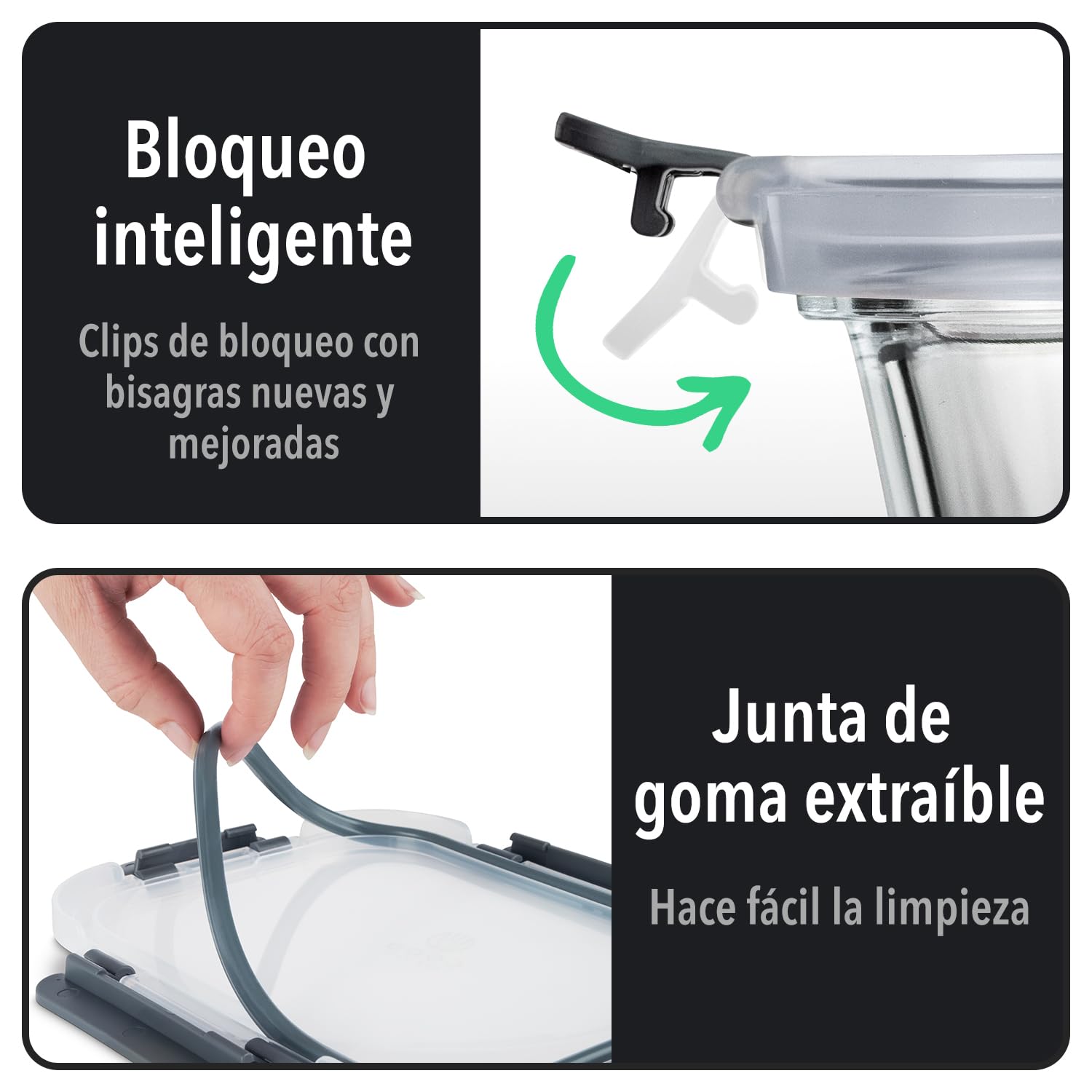 GOOD FOR YOU - Almacenamiento de Cocina y Despensa - [10 Unida-des] Recipientes de Cristal con Tapas – Almacenaje de Cocina – No Go-tea y sin BPA (10 Recipientes y 10 Tapas)