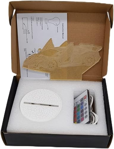 Miniatura 7 de Luces nocturnas de ilusión óptica 3D, lámpara de escritorio LED creativa, control remoto y control táctil, 7 o 16 colores cambian con alimentación