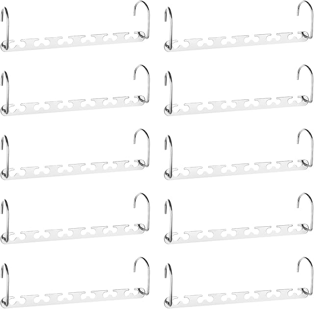 RAINBERG 10 Pack Metal Magic Hangers Space Saving Hangers Closet Space Saving Wardrobe Clothing Hanger Organizer, Updated Hook Design. (10)