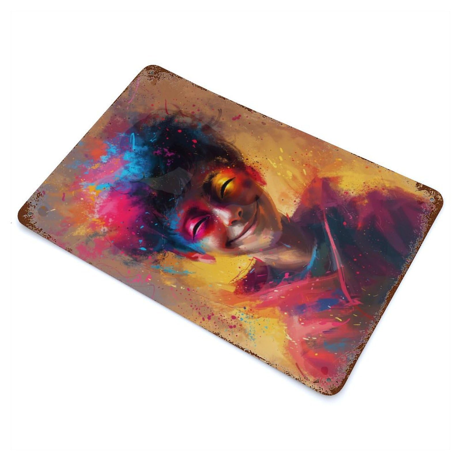 Joyful Portrait Rusty Metal Tin Sign 11.8"x7.9", Ideal for Pub, Kitchen And Man Cave Decor