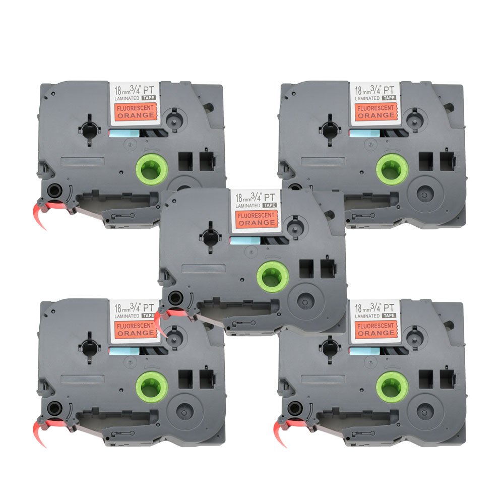 BROVACS 5 Pack Black on Fluo Orange Label Tape Compatible for Brother P-Touch TZ B41 Tze B41 18mm 3/4" OPA1324x5