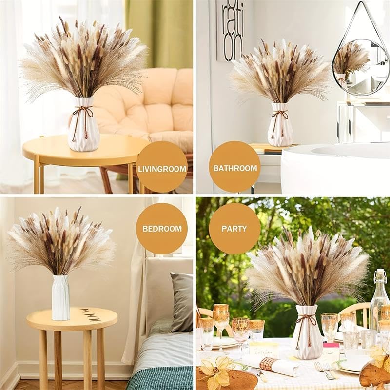 60pcs Flores Secas Preservadas Pampas Grass Decoración miniatura 7