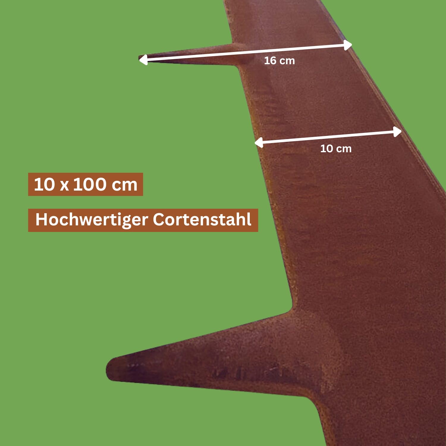 Rori Cortenstahl Rasenkante 10 m - 10 cm Höhe - abgerundete Oberseite - 10 x 1m Rasenkanten biegen - DIY Lawn Edging - Umzäunung für Obstgärten - Beeteinfassung