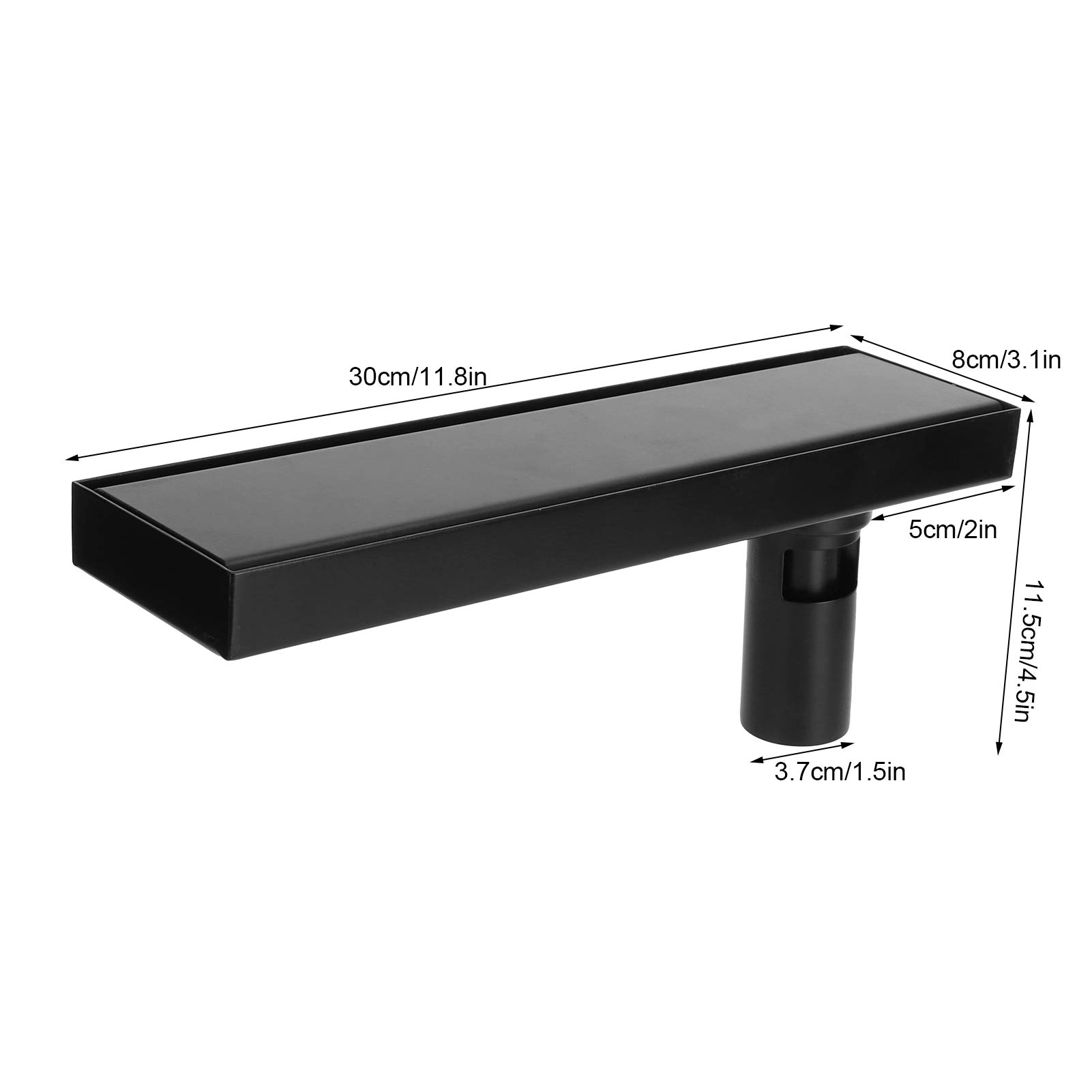 Siphon de Sol Linéaire Noir Mat de 30 Cm pour Un Drainage Rapide de l'eau dans Les Salles de Bains, la Cuisine et Plus Encore