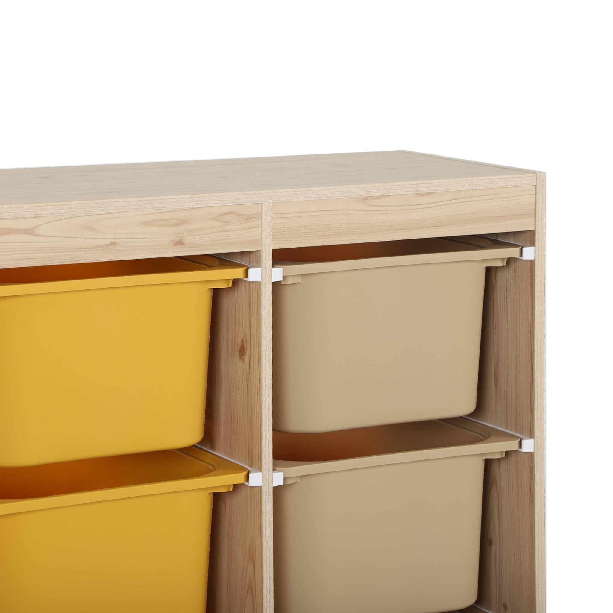 sweeek - Meuble de Rangement Enfant 6 bacs de Rangement en Plastique Moutarde Taupe - Sora