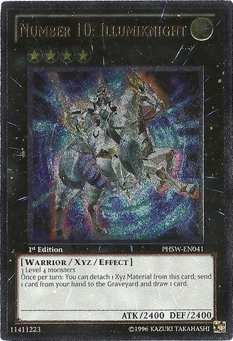 Amazon.com: Yu-Gi-Oh! - Number 10: Illumiknight (PHSW-EN041) - Photon  Shockwave - 1st Edition - Ultimate Rare : Toys & Games