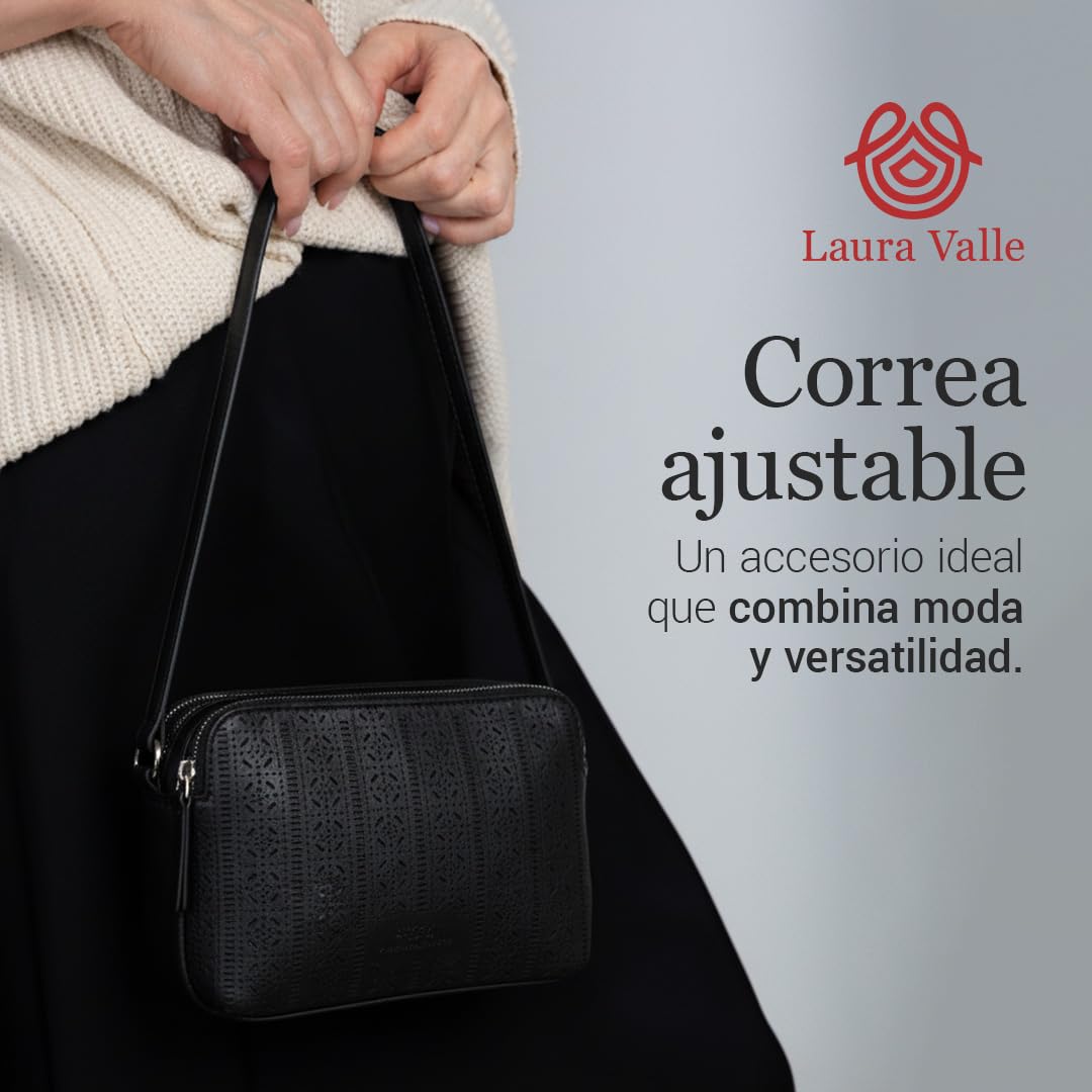 Laura Valle Bandolera Pequeña Mujer Modelo BENEIDA – Bolso Bandolera Mujer De Piel Auténtica Con Diseño Juvenil y Detalles Elegantes Ideal Como Bolso Hombro Para El Día A Día