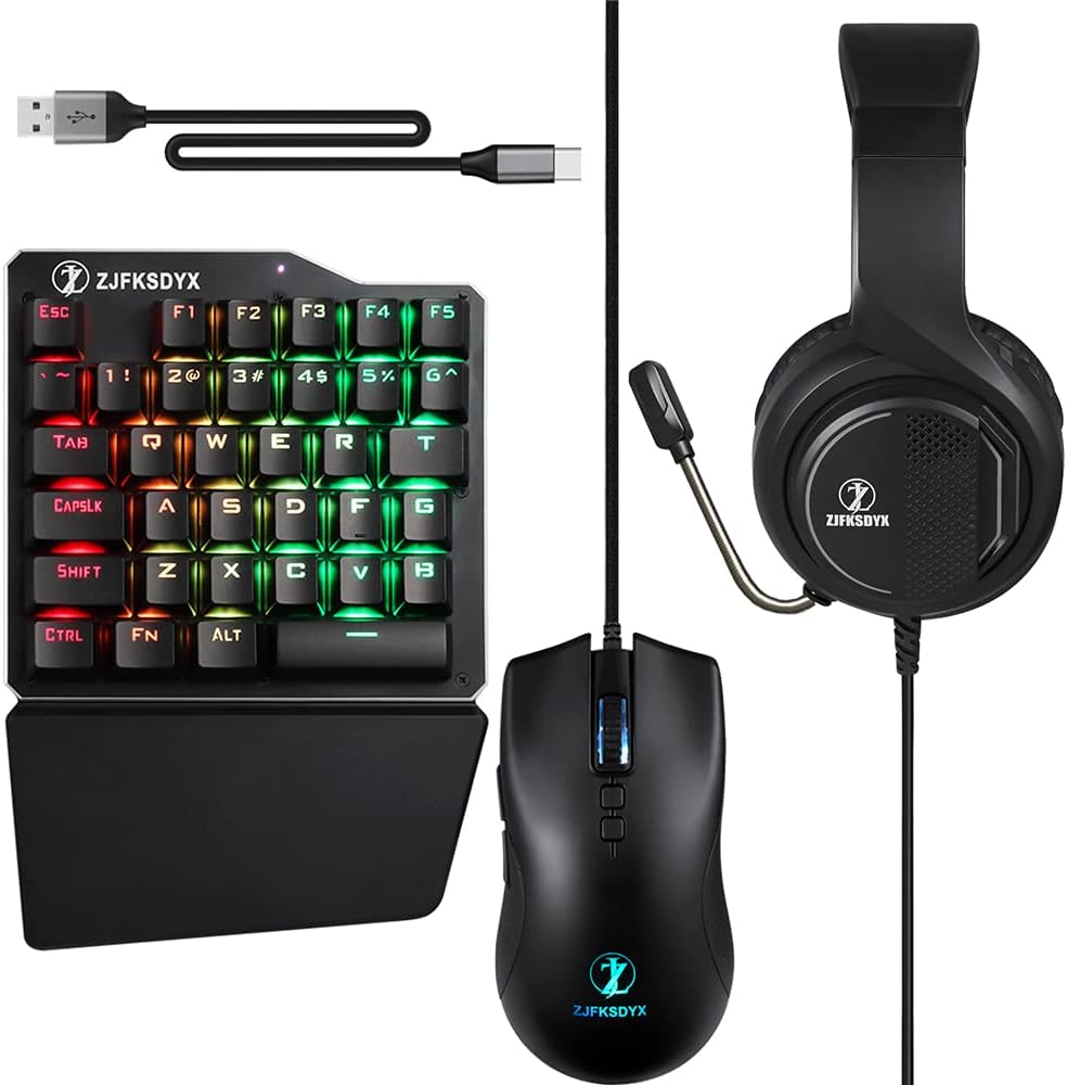 Amazon Co Jp スイッチ キーボード マウス 片手用メカニカルゲーミングキーボード マウス 内蔵キーボード とマウスアダプター ゲーミングヘッドセットセット Switch Ps4 Ps3 Xbox One用 日本語説明書 パソコン 周辺機器